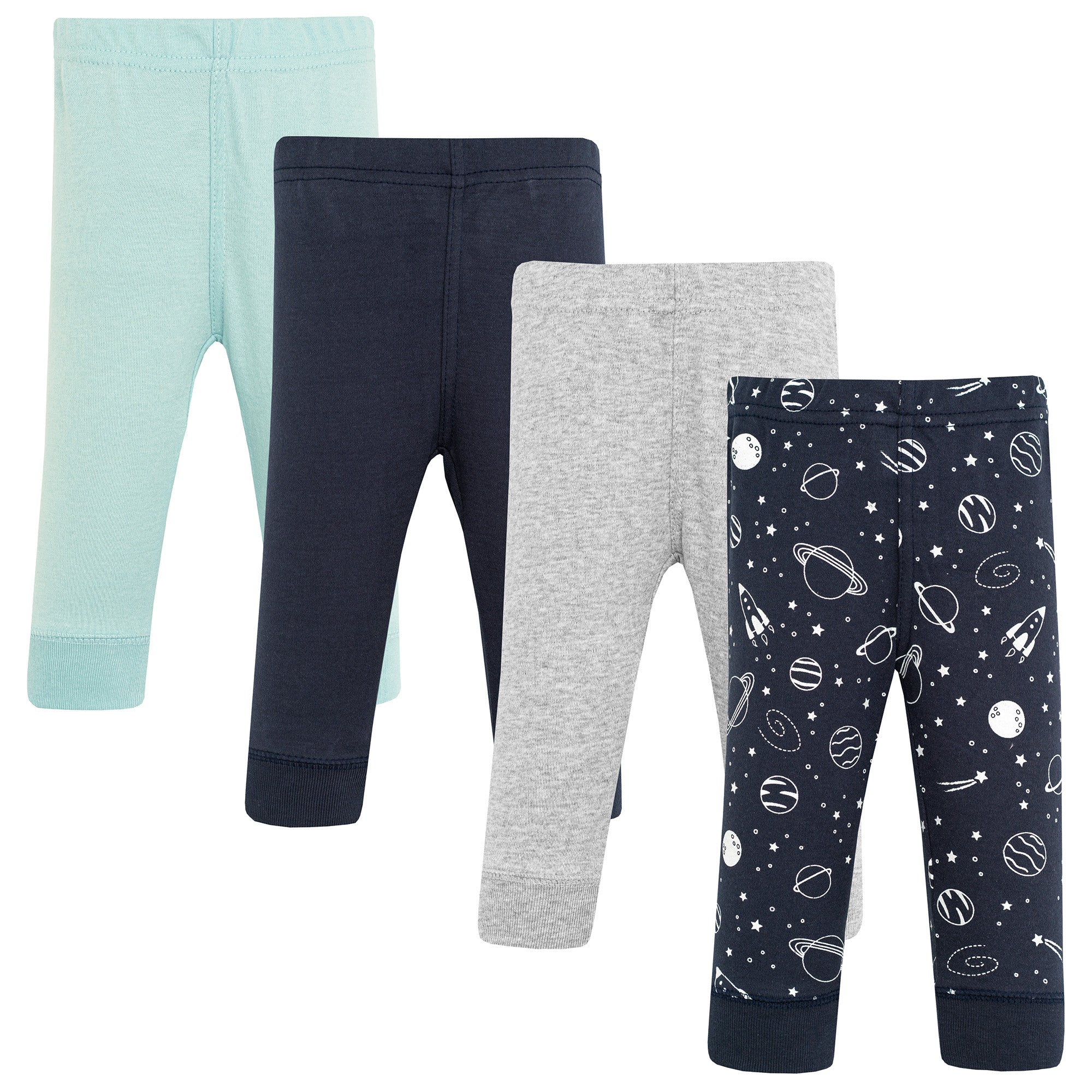 Hudson Baby Infant Boys Cotton Pants and Leggings 4-Pack, Navy Space