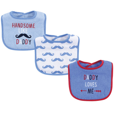 Luvable Friends Cotton Drooler Bibs with Fiber Filling, Boy Daddy