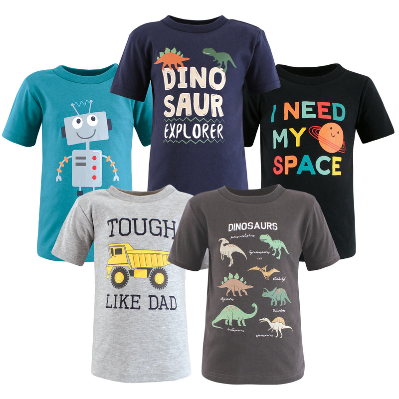 Hudson Baby Short Sleeve T-Shirts, Dino Truck Robot