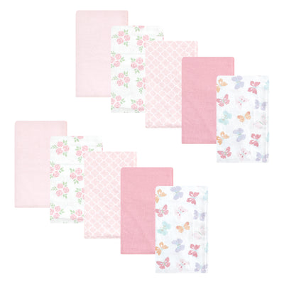 Hudson Baby Cotton Flannel Burp Cloths, Pastel Butterfly