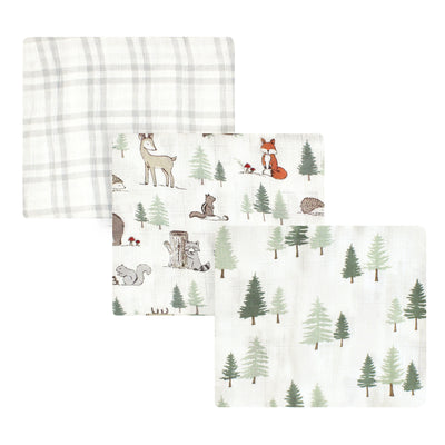 Hudson Baby Cotton Muslin Swaddle Blankets, Forest Animals