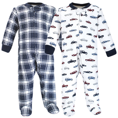 Hudson Baby Premium Quilted Zipper Sleep and Play, Cars
