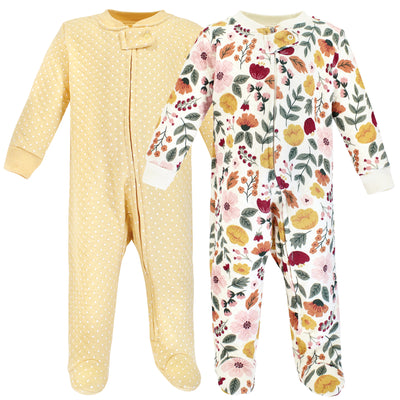 Hudson Baby Premium Quilted Zipper Sleep and Play, Fall Botanical