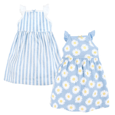Hudson Baby Cotton Dresses, Blue Daisy