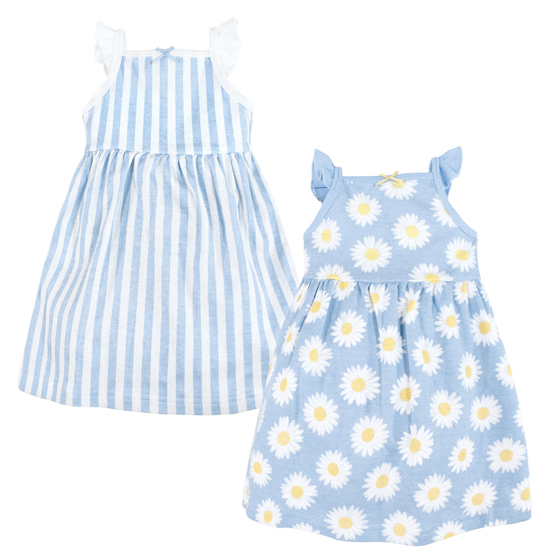 Hudson Baby Cotton Dresses, Blue Daisy