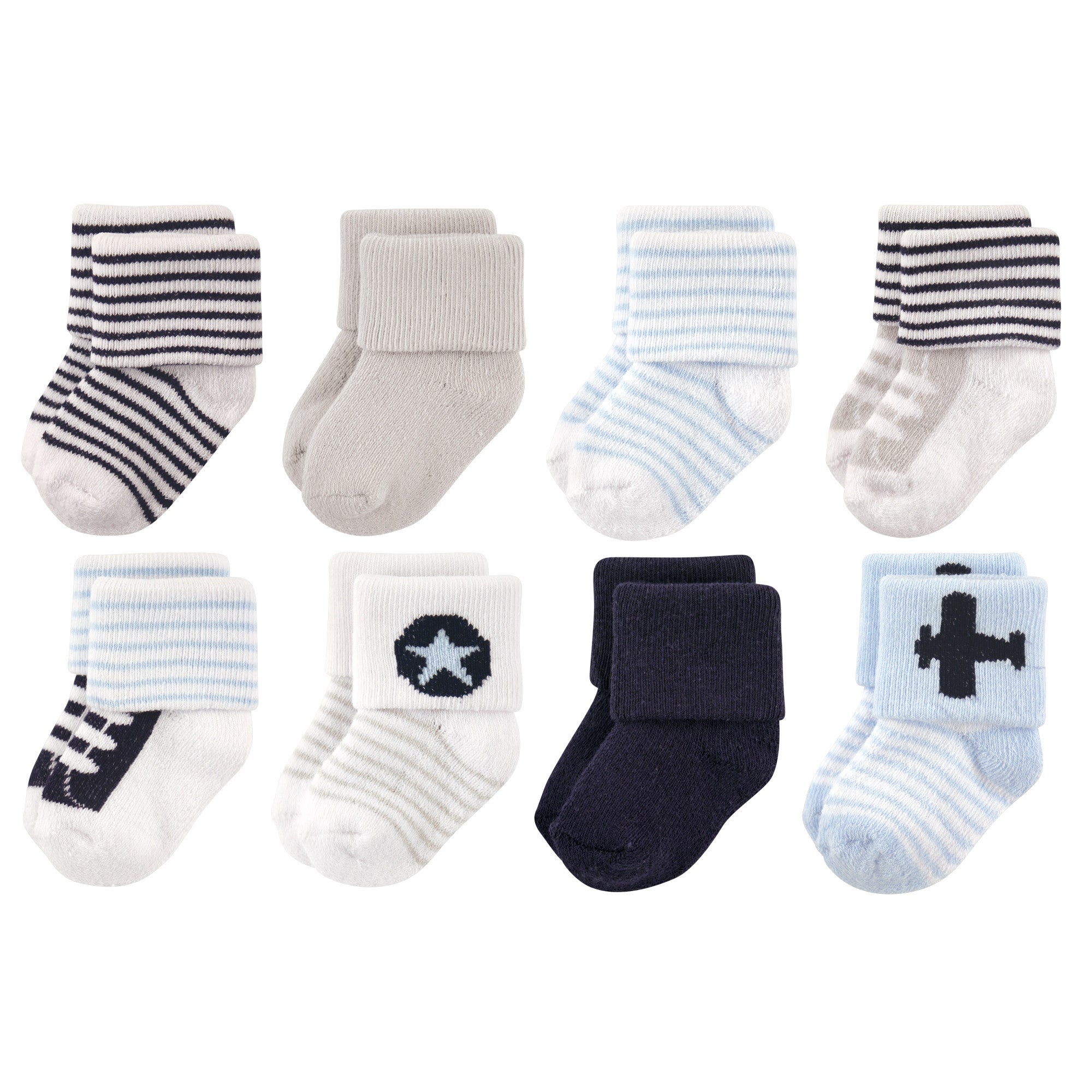 Luvable Friends Baby Boy Newborn and Baby Terry Socks, Whale, 0-6 Months