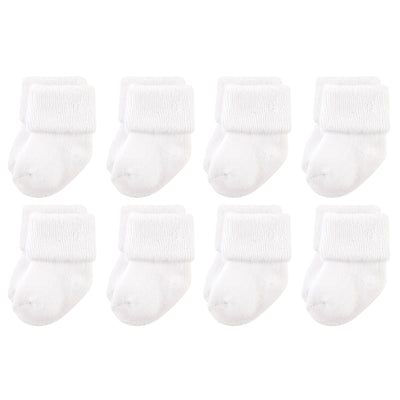 Luvable Friends Newborn and Baby Terry Socks, White