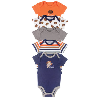 Luvable Friends Unisex Baby Cotton Bodysuits, Football