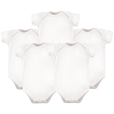 Luvable Friends Cotton Bodysuits, White 5-Pack