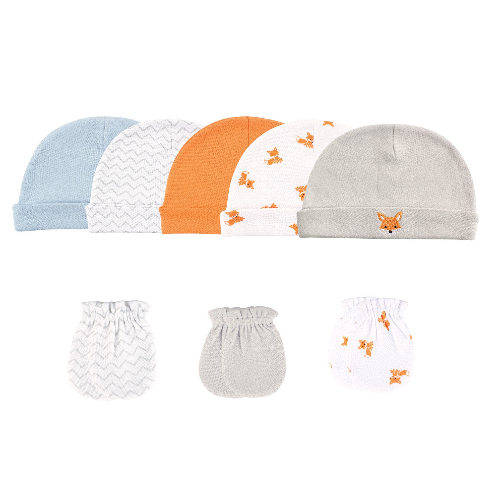 Luvable Friends Cotton Caps and Scratch Mittens, Fox