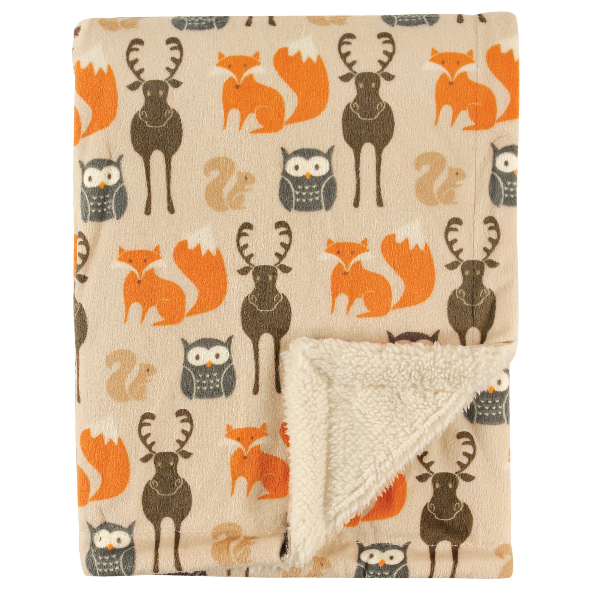 Hudson Baby Plush Blanket with Sherpa Back, Forest