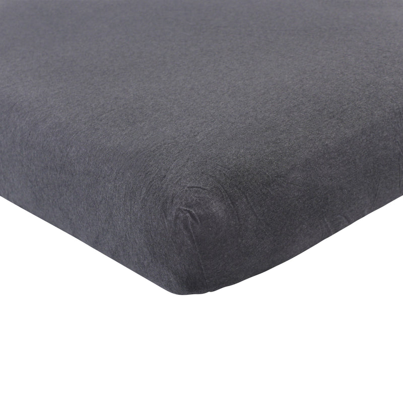 Hudson Baby Cotton Fitted Crib Sheet, Heather Charcoal