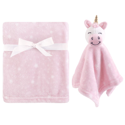 Hudson Baby Plush Blanket with Security Blanket, Pink Unicorn