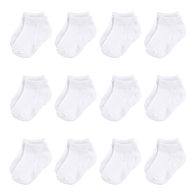 Hudson Baby Cotton Rich Newborn and Terry Socks, White No-Show