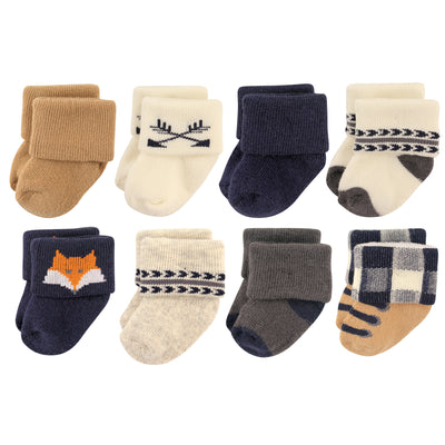 Hudson Baby Cotton Rich Newborn and Terry Socks, Forest