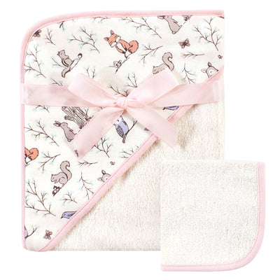 Hudson Baby Cotton Hooded Towel and Washcloth, Enchanted Forest