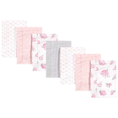 Hudson Baby Cotton Flannel Burp Cloths, Pink Floral