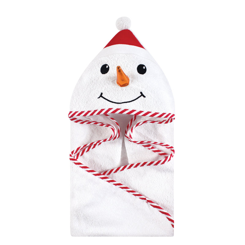 Hudson Baby Cotton Animal Face Hooded Towel, Snowman