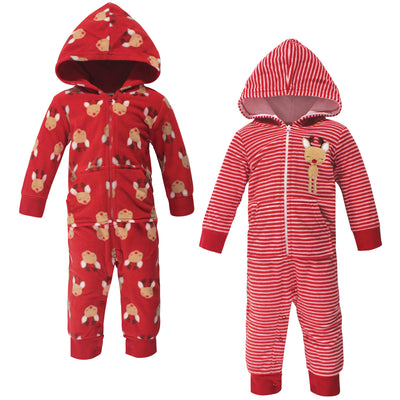 Hudson Baby Fleece Jumpsuits, Coveralls, and Playsuits, Red Reindeer Baby