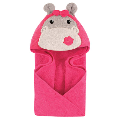 Hudson Baby Cotton Animal Face Hooded Towel, Hippo
