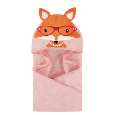 Hudson Baby Cotton Animal Face Hooded Towel, Foxy
