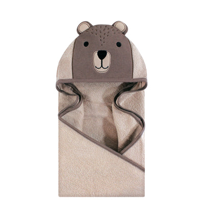 Hudson Baby Cotton Animal Face Hooded Towel, Modern Bear