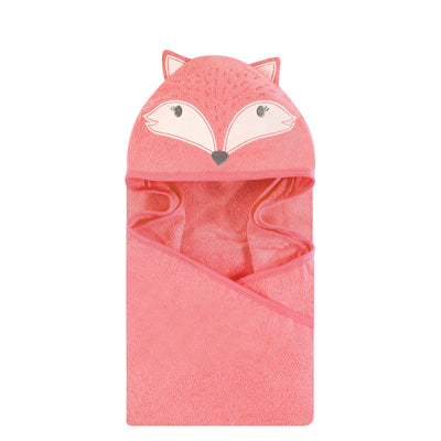 Hudson Baby Cotton Animal Face Hooded Towel, Miss Fox