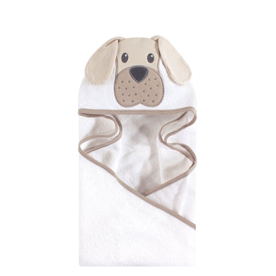Hudson Baby Cotton Animal Face Hooded Towel, Tan Puppy