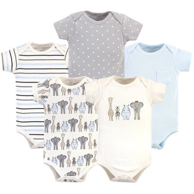 Hudson Baby Cotton Bodysuits, Royal Safari 5-Pack