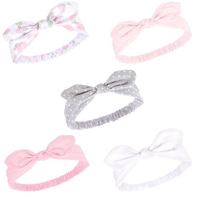 Hudson Baby Cotton and Synthetic Headbands, Pink Rose