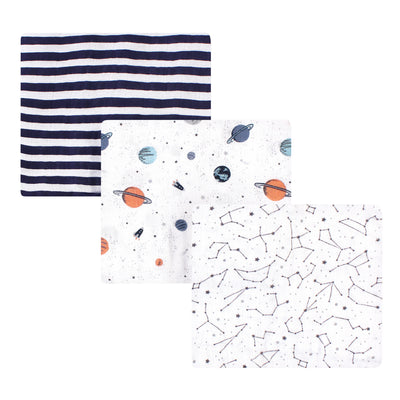 Hudson Baby Cotton Muslin Swaddle Blankets, Space