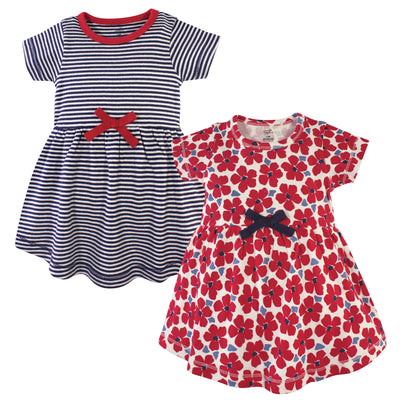 Touched by Nature Organic Cotton Short-Sleeve Dresses, Red Flowers