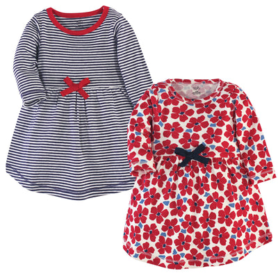 Touched by Nature Organic Cotton Long-Sleeve Dresses, Red Flowers