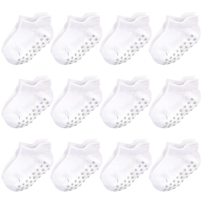 Touched by Nature Organic Cotton Socks with Non-Skid Gripper for Fall Resistance, White No-Show