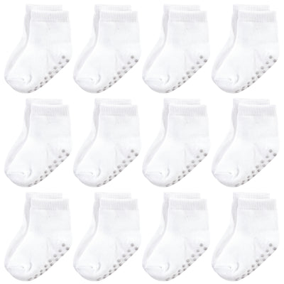 Touched by Nature Organic Cotton Socks with Non-Skid Gripper for Fall Resistance, White