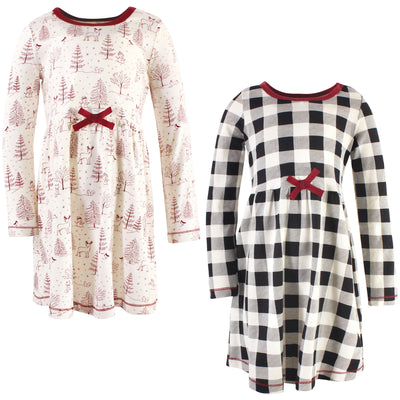 Touched by Nature Organic Cotton Long-Sleeve Youth Dresses, Winter Woodland