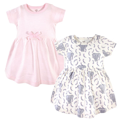Touched by Nature Organic Cotton Short-Sleeve Dresses, Pink Elephant