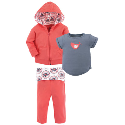 Yoga Sprout Cotton Hoodie, Bodysuit or Tee Top, and Pant, Bloom Toddler