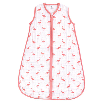Yoga Sprout Sleeveless Muslin Cotton Sleeping Bag, Sack, Blanket, Flamingo