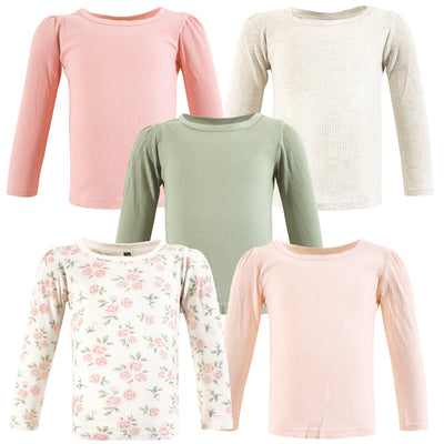 Hudson Baby Thermal Long Sleeve Tees 5pk, Soft Pink Sage Rose