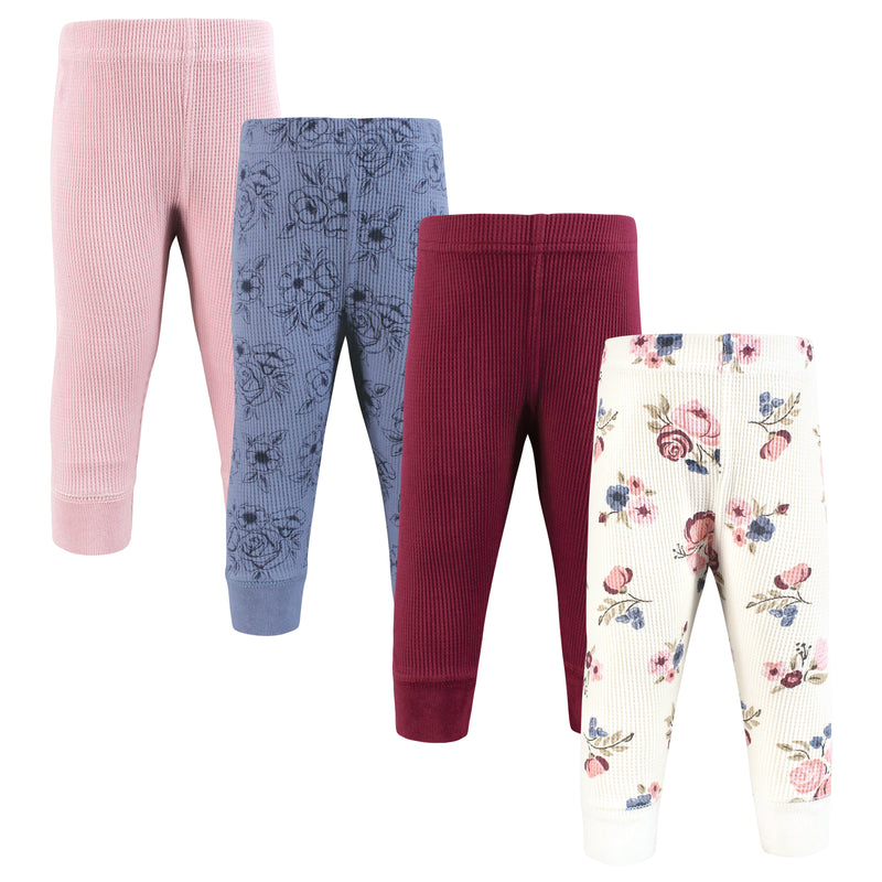 Hudson Baby Thermal Tapered Ankle Pants 4pk, Dusty Rose Floral