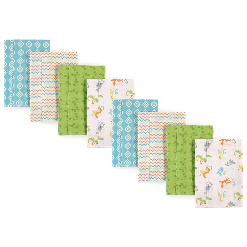 Luvable Friends Cotton Poly Flannel Burp Cloths Multipack, Abc 8-Pack