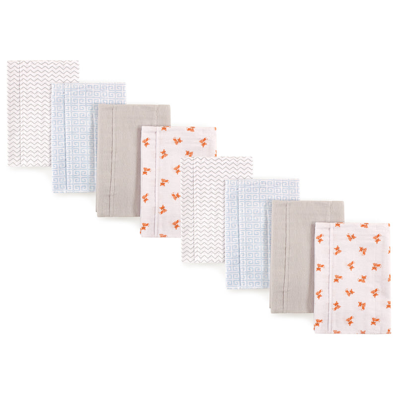 Luvable Friends Cotton Poly Flannel Burp Cloths Multipack, Fox 8-Pack