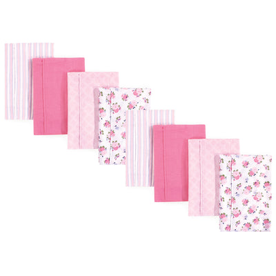 Luvable Friends Cotton Poly Flannel Burp Cloths Multipack, Garden 8-Pack