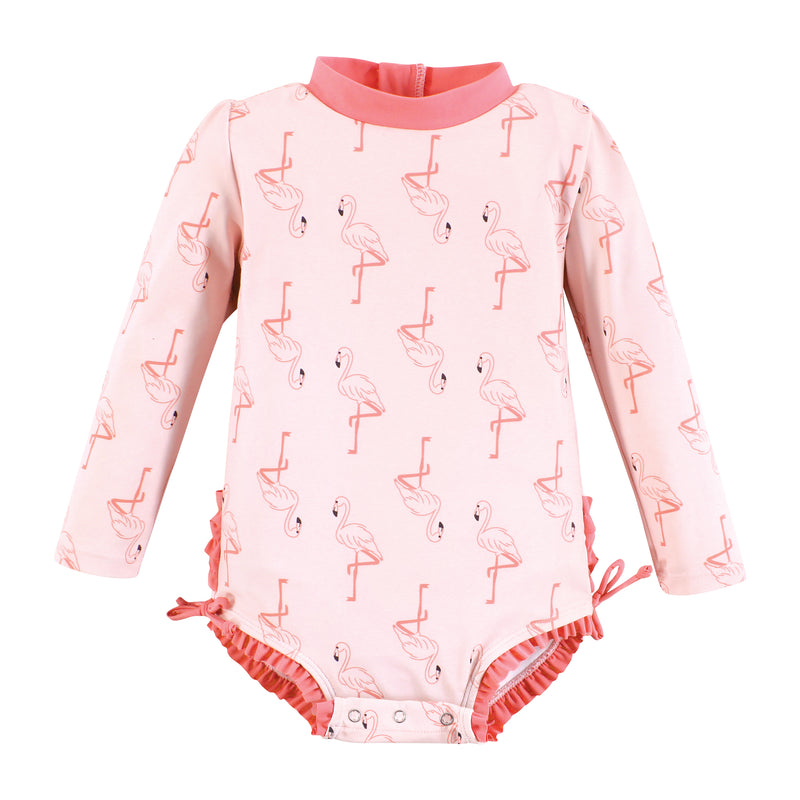 Hudson Baby Rashguard Swimsuit, Pink Flamingo