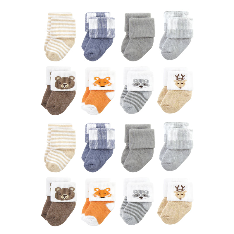 Hudson Baby Cotton Rich Newborn and Terry Socks, Woodland