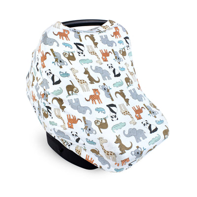 Hudson Baby Multi-use Car Seat Canopy, Zoo Animals