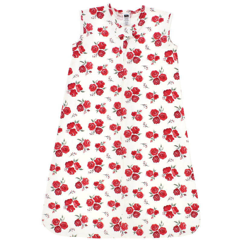 Hudson Baby Cotton Sleeveless Wearable Sleeping Bag, Sack, Blanket, Red Rose