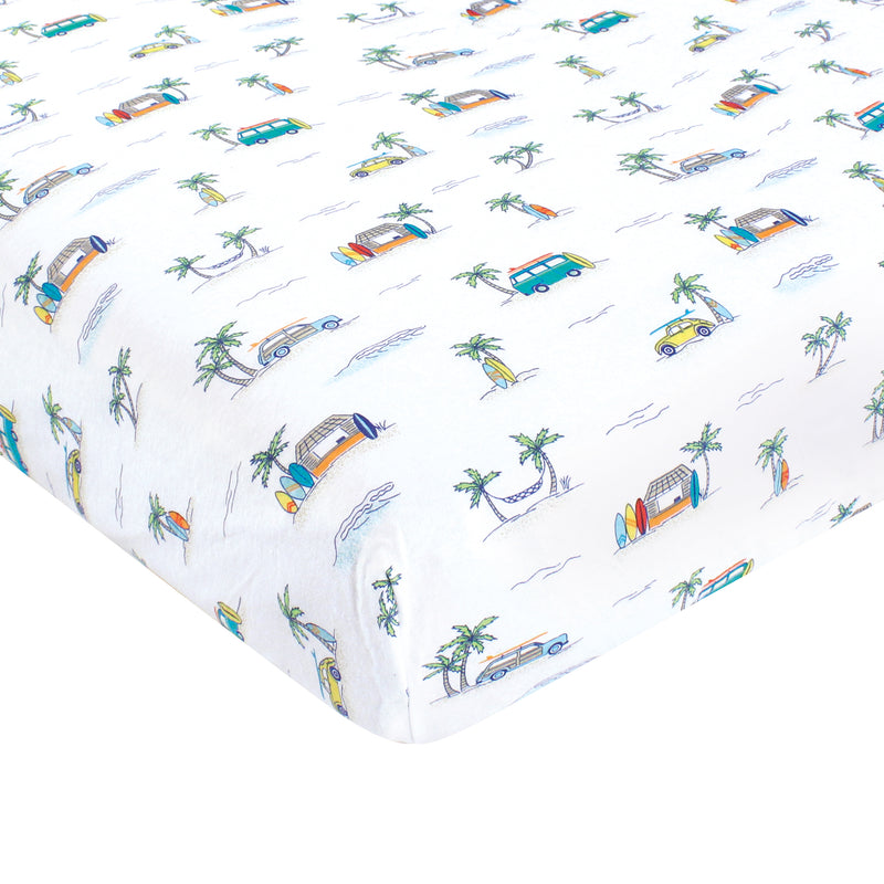 Hudson Baby Cotton Fitted Crib Sheet, Surfer Dude