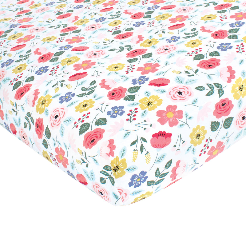 Hudson Baby Cotton Fitted Crib Sheet, Modern Botanical